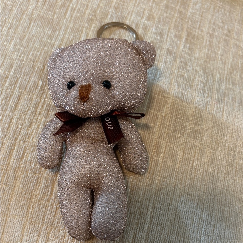 Source Unknown Glittery Brown Bear Keychain - image 4